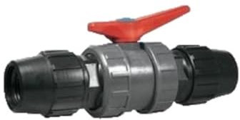 Jardin202 Ventil, Kugel, PVC, Absperrventil, Drei Wege Ventil, mit Kupplungen, 32 mm