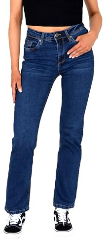 ESRA Straight Jeans Damen Stretch Hose Damen Jeans High Waist - Premium Damen Jeans Gerades Bein bis Übergröße Große Größe G6