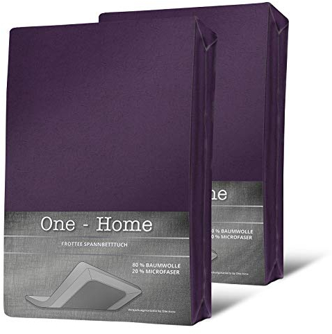 2er Pack Frottee Spannbettlaken Spannbetttuch Bettlaken Set Winter Baumwolle flauschig weich warm, Farbe:Lila, Maße:90x200 cm - 100x200 cm