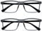 OPULIZE INK Lesebrille 2er Pack Groß Rechteckig Rahmen Federscharniere Kratzfest Transparent Grau Schwartz Bügeln Herren Damen RR4-7 +1.00