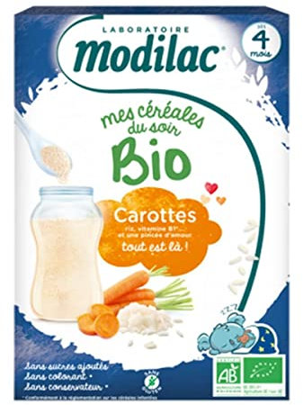 Modilac Mes Céréales du Soir Bio Dès 4 Mois Carottes 250 g