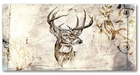 Tulup Impression sur Verre de 120x60 cm Image Tableau Photo décorative panoramique pour la Cuisine et Le Salon - Animaux - Cerf - Beige