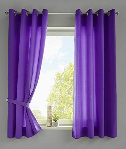 Gardinenbox 2er Set Vorhänge Schal Ösen »Berlin« HxB 175x140 cm Lila Blickdicht Microsatin Lichtdurchlässig Uni Matt, 20405N2