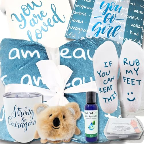 Luxuriöses Selbstpflege-Paket, Geschenke für Frauen, Krebs, Chemo, Krankheit, Genesung, Set, Wohlfühlen, Sympathie, Freund, Krankenhaus, Geburtstag, Komfortkorb, Worte der Bestätigungsdecke