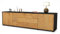 Stil.Zeit Lowboard Richard, Korpus anthrazit matt, Front Holz-Design Eiche (180x49x35cm) Push-to-Open Technik & Leichtlaufschienen
