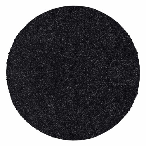 Carpetsale24 Shaggy Hochflor Teppich, 160 cm Rund, Anthrazit, weich, flauschig, modern, einfarbig, Für Wohnzimmer oder Schlafzimmer, für Wohnzimmer Schlafzimmer Flur