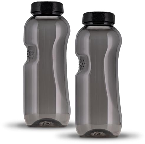 Kavodrink 2 x Tritan Trinkflasche 0,5L Wasserflasche schwarz Sportflasche BPA frei Flasche 500ml