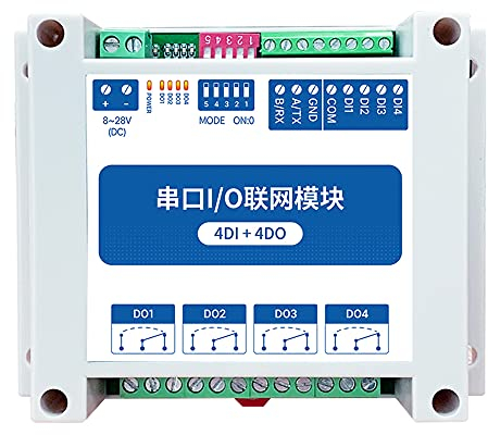 EBYTE ModBus RTU Serial IO Modul RS485 Schnittstelle 4DI + 4DO 4 digitale Ausgänge MA01-AXCX4040 Schieneninstallation 8~28 V DC