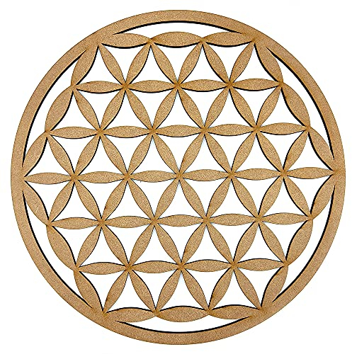 EVYRE | Cuadro Mandala Flor de la Vida en Madera | 40cm | Geometría Sagrada | Madera Sostenible, 5mm Grosor | Cuadros Decorativos para Hogar | Cuadros de Mandalas | Regalos Esotéricos Y Espirituales