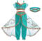 Eleasica Kinder Prinzessin Jasmin Kleid Mädchen Aladdin Kostüm Top Hose Verkleidung Geburtstagsgeschenk Weihnachten Fasching Halloween Tanzen Arabisch Cosplay,Stirnband,110