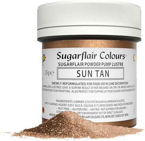 Sugarflair Sun Tan Edible Glitter Dust Powder Pump Refill Tub - Food Colouring Powder, Edible Colour Dust, Brush On, Spray, or Add Rejuvenator to Create Eye-Catching Paint Effect - 25g