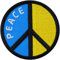 2 x Peace Zeichen rund gestickt 62 mm/Ukraine Flagge Gelb Blau Frieden Krieg/Patch Patches Aufbügler Aufnäher Bügel-Flicken Applikation zum Aufbügeln Aufnähen auf Kleidung Rucksack