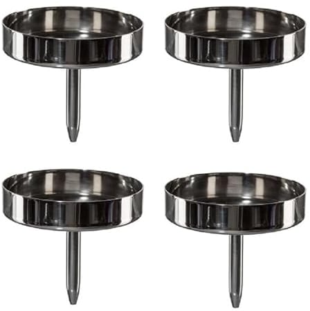 creativ home Edelstahl Kerzenpick, Set mit 4 Stück KERZENHALTER, Teelichtpin, Teelichthalter. 6,5 cm. Silber.