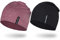 EMPIRELION 9 Multifunktionale Leichte mütze Running Beanie-Mützen Skull Cap Radsport-Kappen Helmfutter Helm Unterziehmütze Schlaf Kappen für Damen Herren (Schwarz+Rubin Wein Melange)
