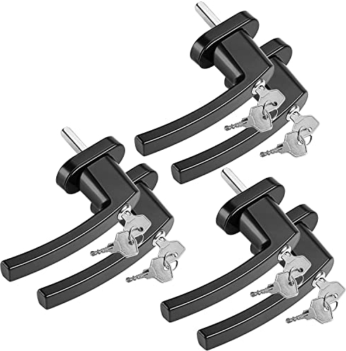 MONZANA® 6X Fenstergriffe Abschließbar mit Schloss Kindersicherung Silber 35mm Stiftlänge 2 Schlüssel Fensterbeschlag Balkon Türgriff Einbruchschutz