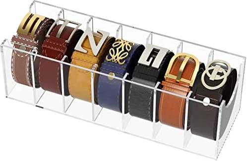 SERPEN Gürtel-Organizer, Acryl-Fächer, Gürtel-Behälter, Aufbewahrungs-Halter, transparente Gürtel-Vitrine für Schrank, Krawatte und Fliege (7 Fächer)
