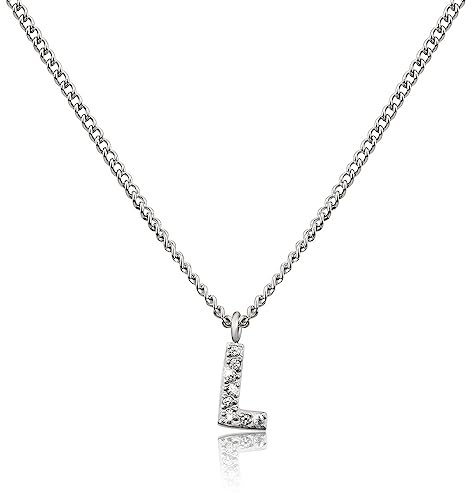 GD GOOD.designs Kette mit Buchstaben L Silber für Damen I Hautverträgliche Halskette mit initialen Anhänger I Silberne 316L Edelstahl Buchstabenkette - Valentinstag-Geschenk für Sie und Ihn