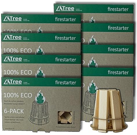 Perfekte Feuerstarter - Öko Grillanzünder Natur, Kaminanzünder, Holzkohle Anzünder, Feueranzünder, Grillanzünder Kamin. Natur, Bio Anzündhilfe für Holz, Kohle, Kamin, Grill, BBQ, Camping -48 STÜCK