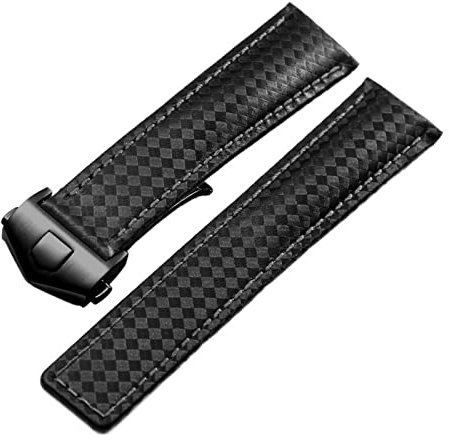 UNCASO Kohlefaser muster Echtes Leder Band 20mm 22m Für TAG HEUER MONACO Serie uhrenband armbanduhren band leder uhr armband, 20 mm, Achat