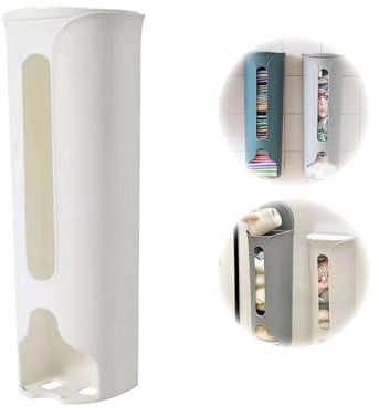 AEbdgdd Plastic Bag Holder, Bin Bag Organiser, Bag Organiser, Bag Drawer Dispenser, Wall Mounted Bag Storage Organiser for the Kitchen, Bin Bag Dispenser, Holder Box, Plastic Bin Bags (White)