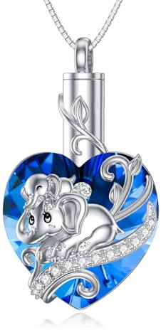 VONALA Elefanten-Urnen-Halsketten für Asche, 925er-Sterlingsilber, Elefanten-Schmuck für Asche für Damen, 32*18MM, Sterling Silber, Zirkonia