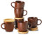 Hasense Stapelbare Mini-Espressotassen und Untertassen aus Porzellan, 118 ml, Keramik, klein, Demitasse, Espressotassen mit Deckel, für Nespresso, Lungo, Latte, Café, Mokka und Tee, Braun, 6 Stück
