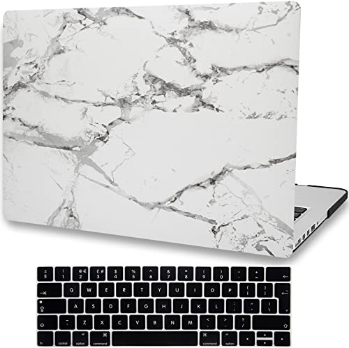 AMCJJ Kompatibel mit MacBook Pro 13 Zoll Hülle 2015 2014 2013 2012 Release A1502 A1425 Con Retin,Schutzhülle Cover & EU Tastaturschutz,Grauer Schwarzer Marmor