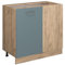 Vicco Eckunterschrank R-Line, Blau-Grau/Goldkraft Eiche, 86 cm ohne Arbeitsplatte