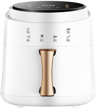 IkErna Air Fryerhine 8L Large Capacity, All-In-One Fully Automatic Intelligent Oil-Free Air Fryer, Touch Screen, Non-Stick Basket/Blanc