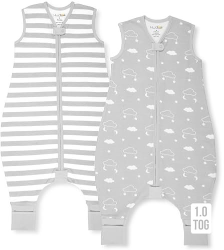 Mama Cheetah Toddler Schlafsack mit Füßen in 1,0 Tog Bio-Baumwolle für Jungen und Mädchen, Baby Schlafsack mit Beinen und 2-Wege-Reißverschluss, Early Walker Medium