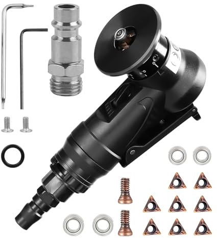 Pneumatic Chamfering Tool Handheld, Mini Air-Powered Chamfering Machine Trimming, 30000 RPM 45° Arc Corner with 1/4 Inch Air Inlet for Trimming Chamfer Deburring (C Angle Blades)