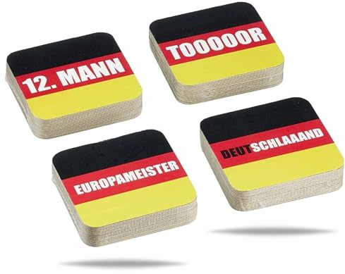 60x Gemischte Bierdeckel - Deutschland Deko Dekoration Set Fanartikel Tischdekoration für Fußball WM, EM (60x Bierdeckel Deutschland)