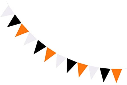 KOMBIUDA Gagliardetto Di Halloween Ghirlanda All'aperto Impiccagione Di Halloween Arredamento Nero Arredamento Arancione Stendardo Nero e Arancione Arredamento Fuori Porta Stoffa