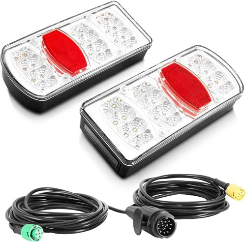 ETUKER Feux Remorque LED 13 broches 12/24V 7Functions Kit Éclairage Remorque 13 broches avec 5.5M Précablé Feu Arriere pour Remorque