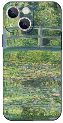 WMCFNG Compatible with iPhone 15 Case,Claude Monet Japanese Bridge Water Lilies Green Landscape Nature Art Aesthetic Florals Phone Case,Slim Thin Shockproof Protective Bumper Cover for iPhone 15