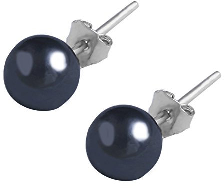 BOGEEL Elegante Hämatit-Silber-Ohrstecker, rund, 6 mm, As shown, Eisenerz