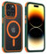 MobNano Hybrid Magnetisch Durchsichtig Hülle für iPhone 14 Pro Max Hülle [Kompatibel mit MagSafe] Stoßfest Bumper Transparent Magnet Handyhülle Silicone iPhone 14promax Case Grün/Orange