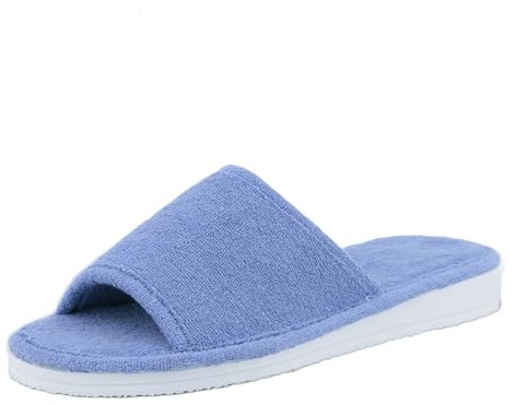 JOMIX Ciabatte Donna Estive Spugna Pantofole da Casa Punta Aperta TessutoTraspirante Antisudare Suola Antiscivolo Morbida Leggera per Signora Anziana ES2503 Jeans 38