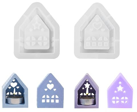 Silikonformen Gießformen Häuser,2 Stück 3D Silikonform Haus Gips Zum Gießen silikonform weihnachten Gießformen Silikon,Silikonform Kerzenhalter Gießform Haus Giessformen Silikon (2Pcs Häuser)