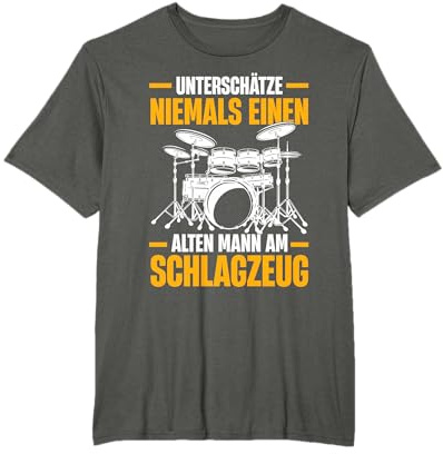 Musiker Lustiges Alten Mann Am Schlagzeug Schlagzeuger T-Shirt