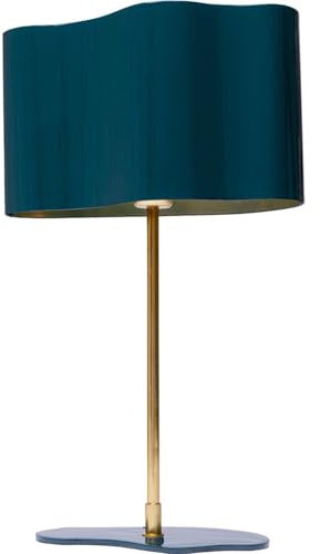 Kare Design Tischlampe Cloudy Oval Petrol, 49cm Höhe, Blau, Edelstahl, Metall, Moderne Tischleuchte, Büro, Wohnzimmer, keine Leuchtmittel inklusive, 49x30x17 cm (HxBxT)