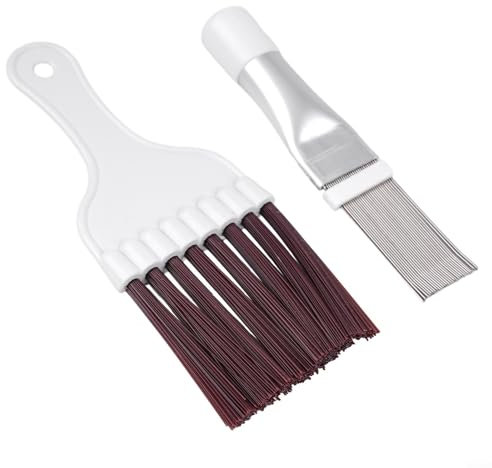 Cepillo de limpieza de filtro de secadora de aire acondicionado, peine de reparación de aletas y kit de cepillo de limpieza de bobina, aumenta la eficiencia, peine condensador marrón plateado secador