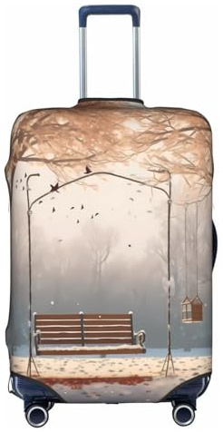 Now Falling in The Park, elastische Reisegepäckabdeckung, Gepäckabdeckung, Gepäckhülle, Tao 45,7 - 81,3 cm, mit Reißverschluss, kratzfest, staubdicht, schnelle Befestigung und Demontage, weiß, S,