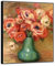 MUHJDYC Blumen Leinwandbilder-Berühmte Leinwanddrucke Gemälde Reproduktion-Schwarzem Rahmen Bild für Wohnzimmer Dekoration(Anemonen in grüner Vase) 30x35cm