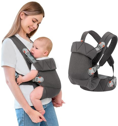 IULONEE Porte-bébé pour Nouveau-né Ergonomie Baby Carrier Multifonction Porte-Bébé Porte-enfants Avant et Arrière pour les Tout-petits Nouveau-né (Gris Foncé)