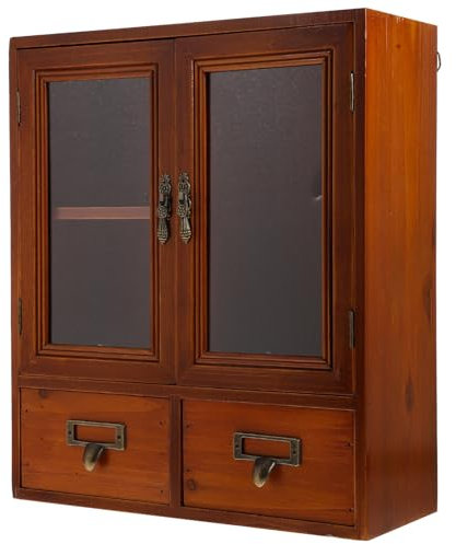 Rustikaler Holz-Wandschrank für Bad und Küche, Hängeschrank mit Speisekammer-Aufbewahrung, schwebendes Regal, Design für Nization und Stil, braune Oberfläche (Größe: Braun)