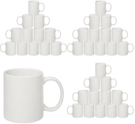 Sublimation Mugs Blank | Plain White Large Handle High Gloss AAA+ Grade Ceramic Mug for Coffee & Tea | Ideal for Gifting & DIY Projects, Heat Press Printing Mugs 11oz (Pack of 36)