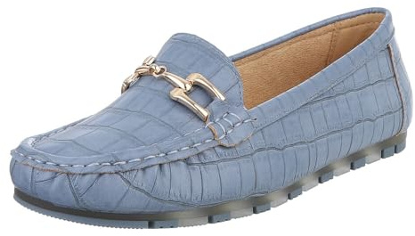 Ital Design Damenschuhe Halbschuhe Mokassins, 1602-, Kunstleder, Blau, Gr. 39