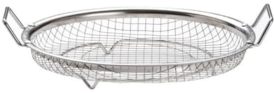 Panier rond en acier inoxydable pour friteuse à air chaud avec double poignées (26 cm)