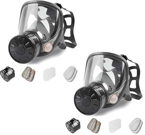 Vollgesichts-Atemschutzmaske mit 40 mm Aktivkohlefilter, tragbare Luftreinigungsmaske für Schleifen, Bauen, Sprühlackierung und industrielle Nutzung